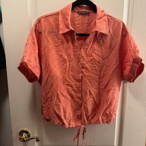 Adrianna Papell Woman’s Orange Button Up Blouse